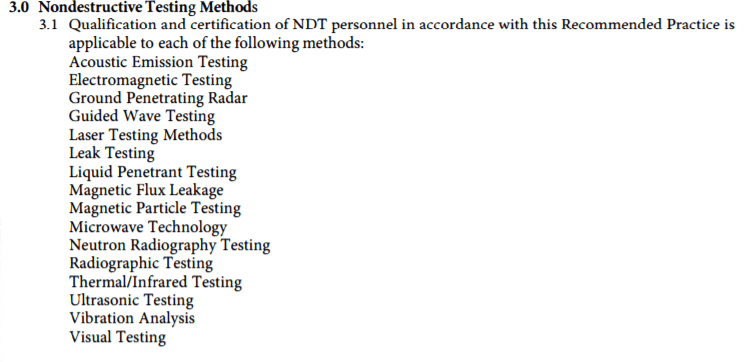 List of ND T methods