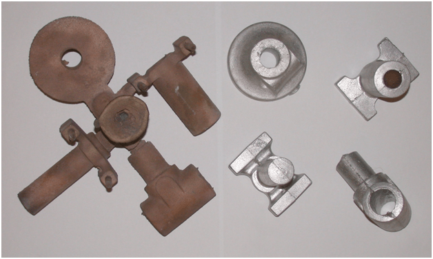 Two sets of castings (bronze and aluminium) from the above sand mold