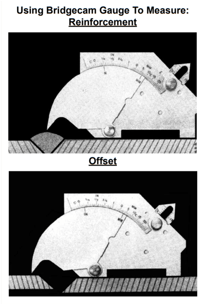 Use of Bridge cam gauge to measure reinforcement and offset