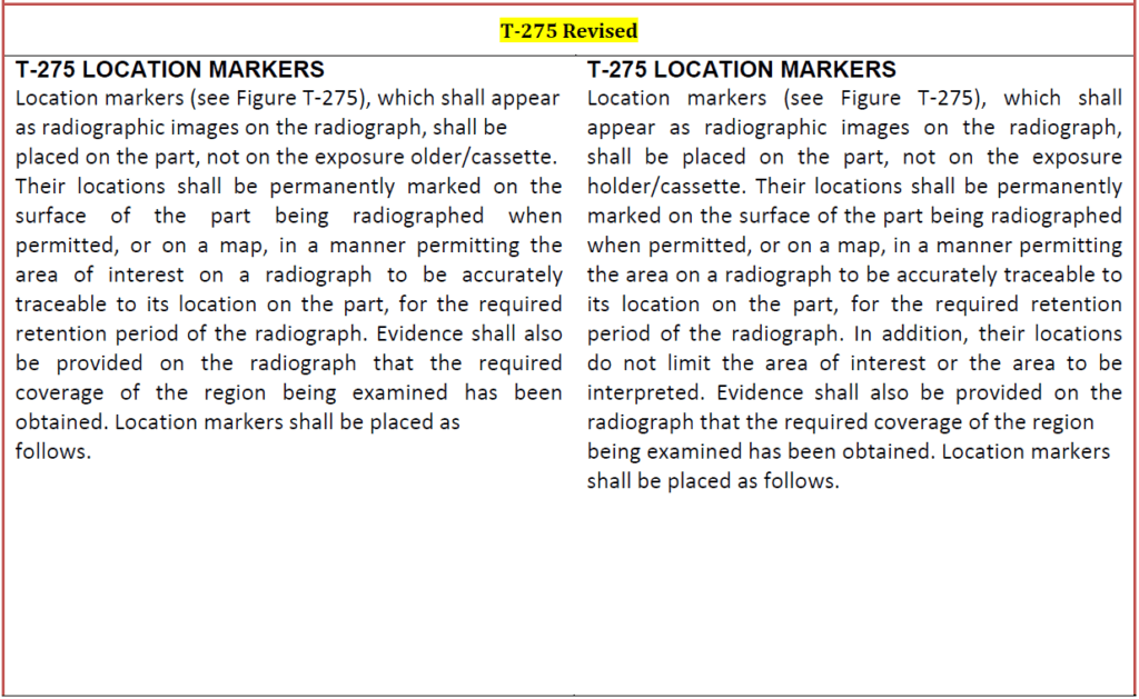 T 275 Location Markers